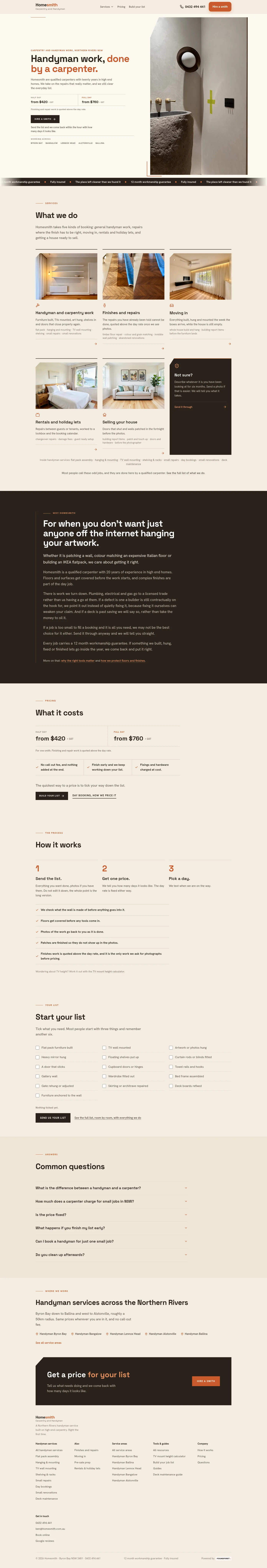 Homesmith full-page website screenshot